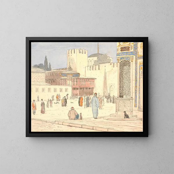 La place devant BabiHmayan à Constantinople - Martinus Rørbye — quadro incorniciato alla parete