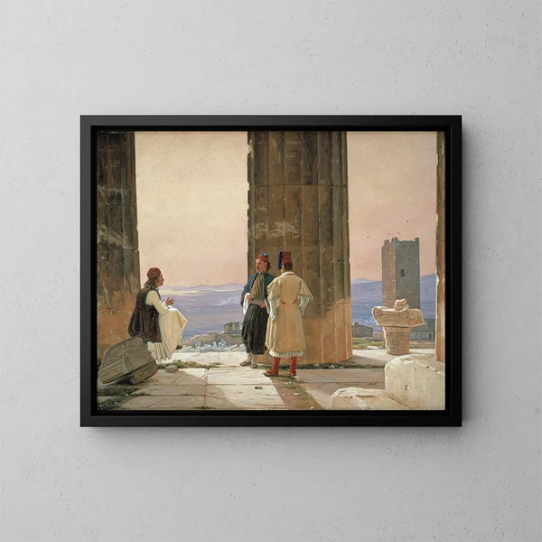 La vista dal tempio di Atena sull'Acropoli - Martinus Rørbye — quadro incorniciato alla parete