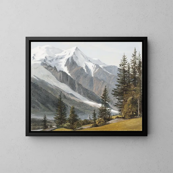 Vista di Chamonix-Mont-Blanc - Martinus Rørbye — quadro incorniciato alla parete