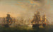 Scontro delle flotte olandese e britannica durante il passaggio della flottiglia olandese a Boulogne 1804 - Martinus Schouman — vista dell’opera