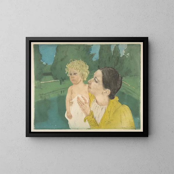 Al bordo dello stagno - Mary Cassatt — quadro incorniciato alla parete
