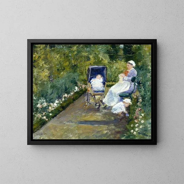 Bambini in un giardino - Mary Cassatt — quadro incorniciato alla parete