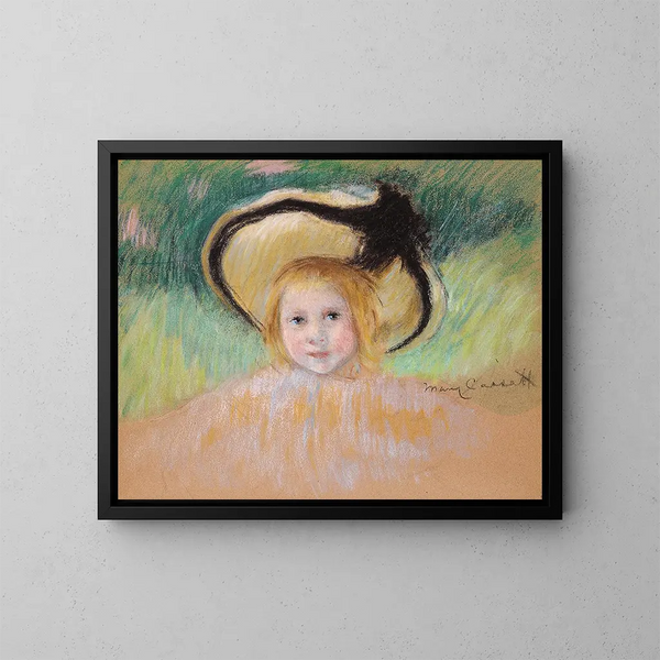 Fille au chapeau à ruban noir - Mary Cassatt — quadro incorniciato alla parete