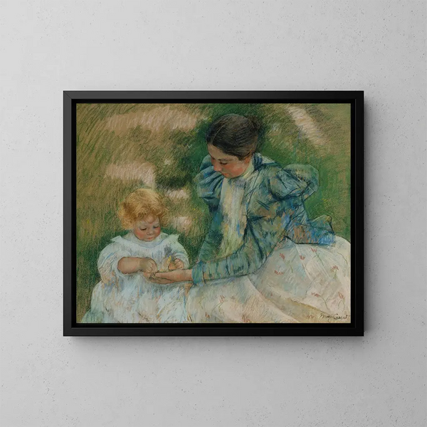 Madre che gioca con un bambino - Mary Cassatt — quadro incorniciato alla parete