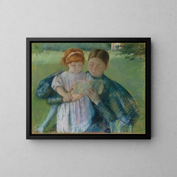 infermiera che legge a una bambina - Mary Cassatt — quadro incorniciato alla parete