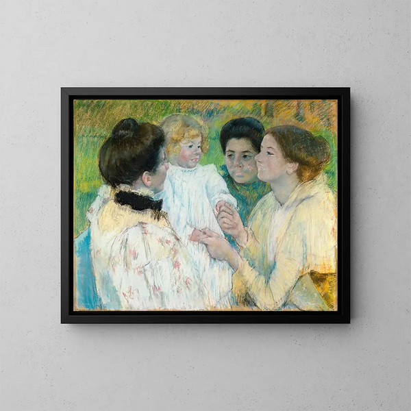 Donne che ammirano un bambino - Mary Cassatt — quadro incorniciato alla parete
