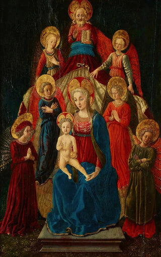 Master of Pratovecchio - Virgin and Child Enthroned with God the Father and Six Angels.webp
