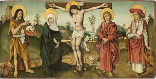 Master of the Breidenbach Epitaph - The Crucifixion with St John the Baptist and St Jerome.webp