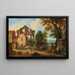 Viaggiatori davanti alla porta di una città vicino a una fontana - Mathys Schoevaerdts — quadro incorniciato alla parete