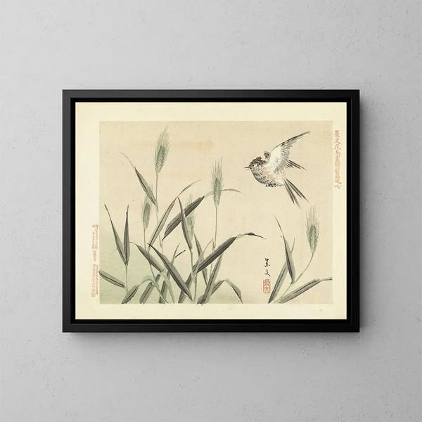 Orge e allodola - Matsumura Keibun — quadro incorniciato alla parete