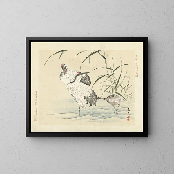 Gru con corona rossa - Matsumura Keibun — quadro incorniciato alla parete