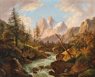 Un pittore sul bordo di un ruscello di montagna - Matthias Rudolf Toma — vista dell’opera