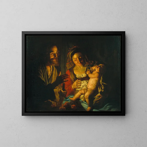 Santa Famiglia - Matthias Stom — quadro incorniciato alla parete
