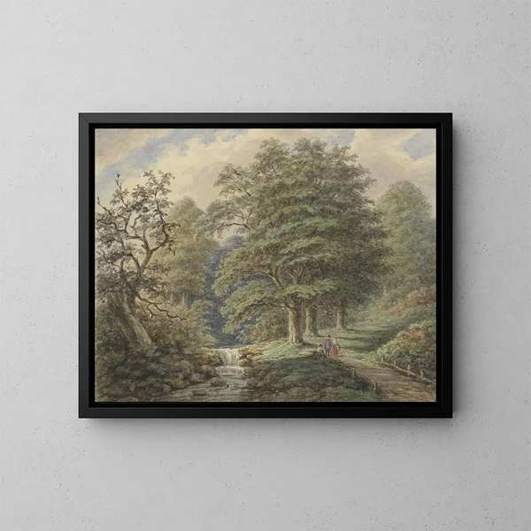 paesaggistico boschivo con piccola cascata - Matthijs Maris — quadro incorniciato alla parete