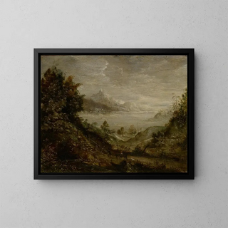 Paesaggio con lago - Matthäus Merian l'Ancien — quadro incorniciato alla parete