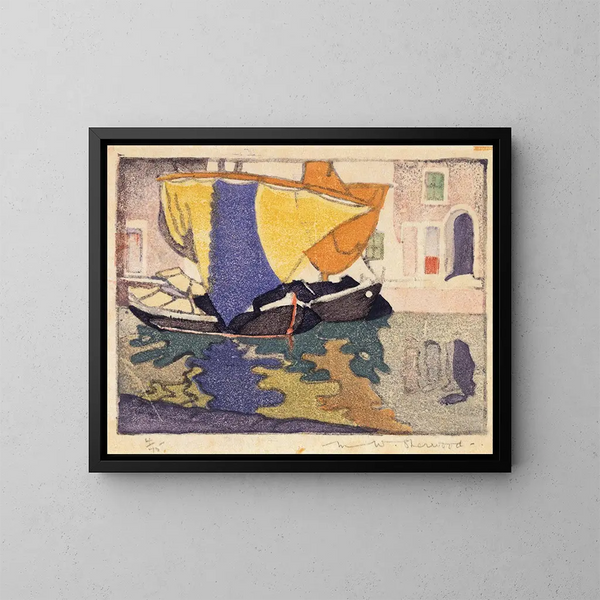 Bateaux di pesca veneziani - Maud Sherwood — quadro incorniciato alla parete