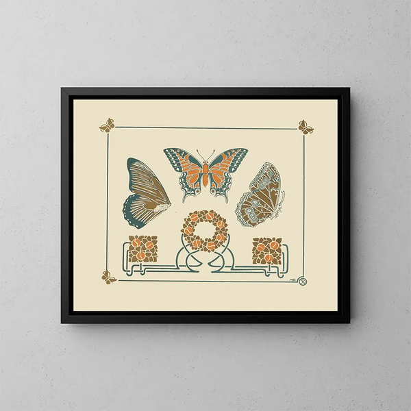 di design astratto basato su farfalle e foglie - Maurice Pillard Verneuil — quadro incorniciato alla parete