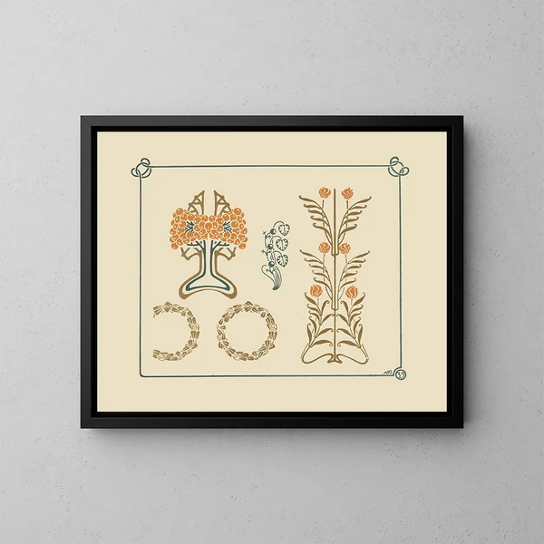 di design astratto basato su piccole foglie e bacche - Maurice Pillard Verneuil — quadro incorniciato alla parete