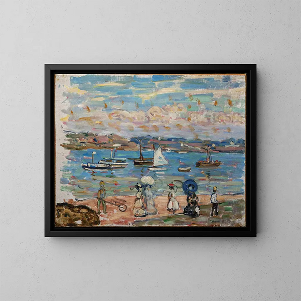 Passeggiata sulla riva del mare - Maurice Prendergast — quadro incorniciato alla parete
