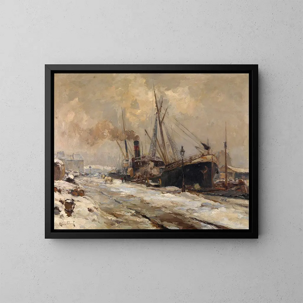 Porto di Anversa in inverno - Maurits Blieck — quadro incorniciato alla parete