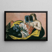 Donna sdraiata con libro e iris - Max Beckmann — quadro incorniciato alla parete