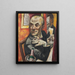 Autoritratto con bicchiere di champagne - Max Beckmann — quadro incorniciato alla parete
