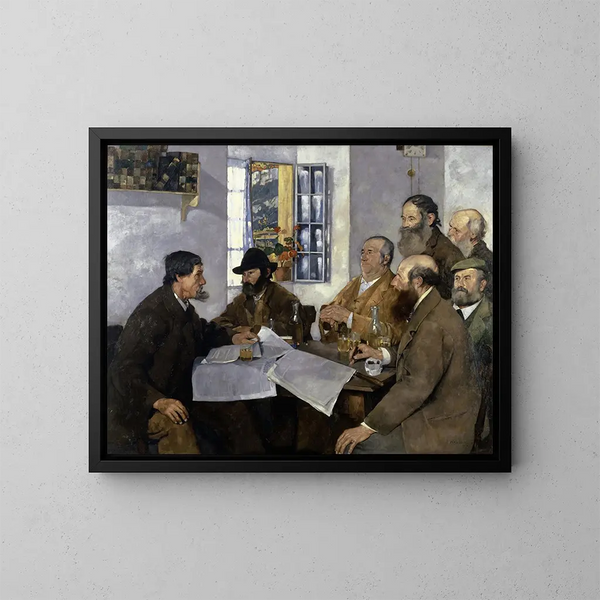 I politici del villaggio - Max Buri — quadro incorniciato alla parete