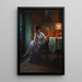 Giovane donna alla luce della lampada - Max Carlier — quadro incorniciato alla parete