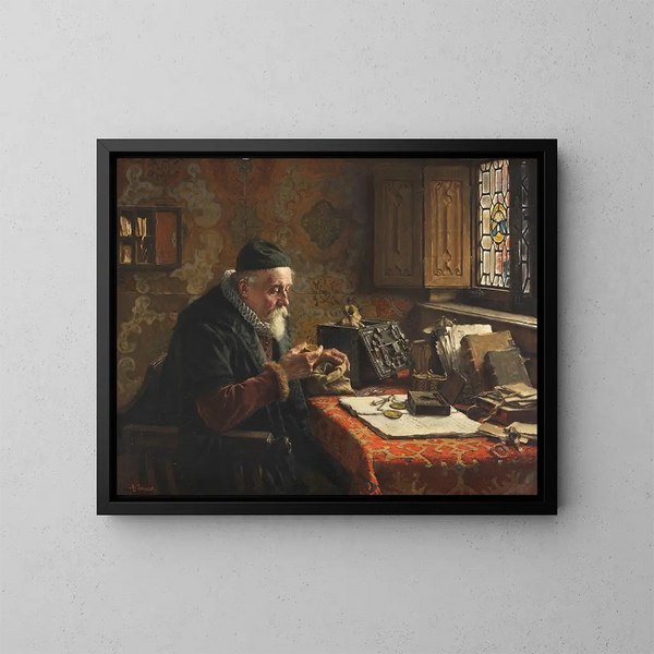 Il collezionista di monete - Max Gaisser — quadro incorniciato alla parete
