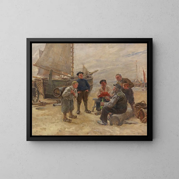 Pescatore sulla spiaggia - Max Gaisser — quadro incorniciato alla parete