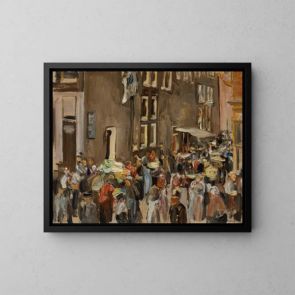 Rue des Juifs à Amsterdam, angolo di Uilenburgersteeg e Jodenbreestraat - Max Liebermann — quadro incorniciato alla parete