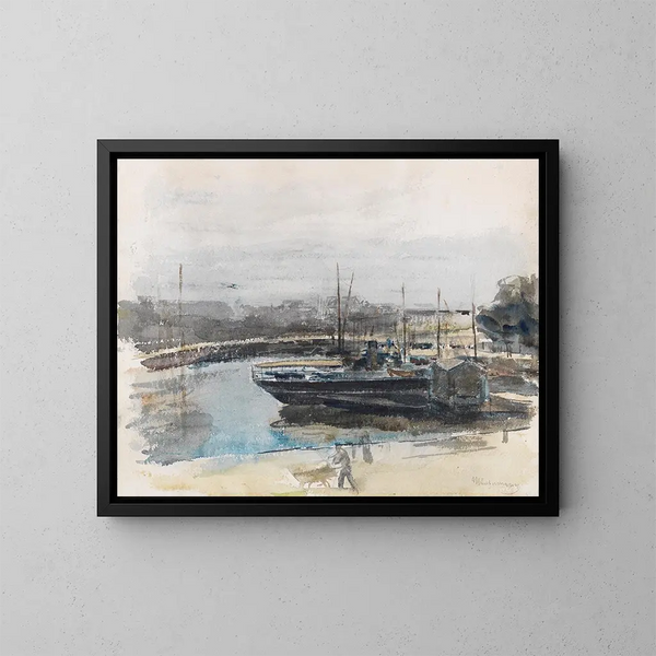 Quai a Amburgo - Max Liebermann — quadro incorniciato alla parete