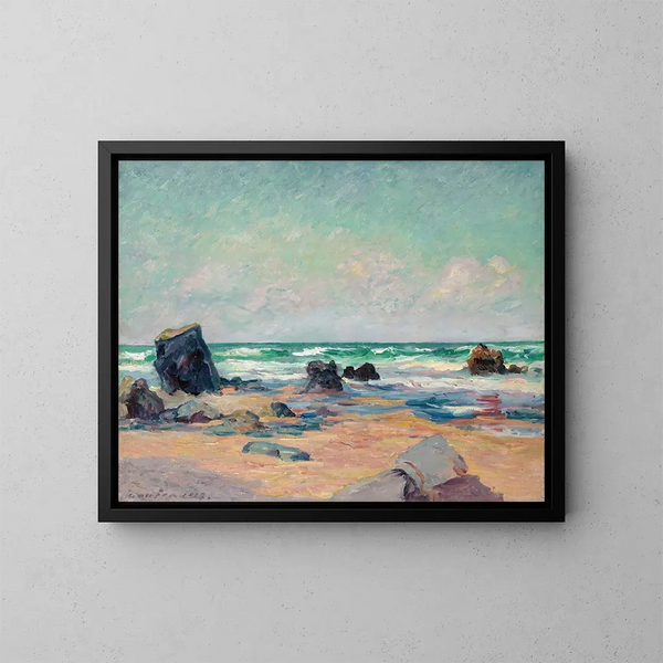 Mare basso, la spiaggia di Port-Blanc, penisola di Quiberon - Maxime Maufra — quadro incorniciato alla parete