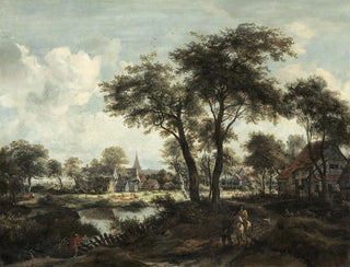 Villaggio vicino a uno stagno - Meindert Hobbema — vista dell’opera