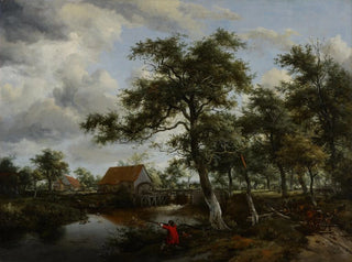 Paesaggio boscoso con mulino ad acqua - Meindert Hobbema — vista dell’opera