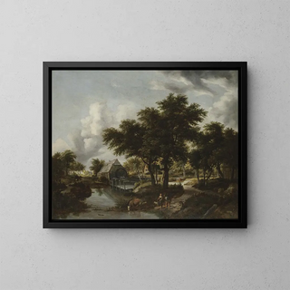 Meindert Hobbema - Wooded Landscape with a Watermill.webp