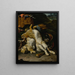 Una coppia di conigli e di piccoli uccelli con attrezzature da caccia in un paesaggio - Melchior d'Hondecoeter — quadro incorniciato alla parete