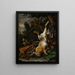 di un nature morta di selvaggina con un lepre appeso, una testa di cinghiale e un moschetto in un paesaggio - Melchior d'Hondecoeter — quadro incorniciato alla parete