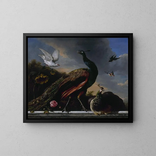 Melchior dHondecoeter - Peacocks male and female.webp