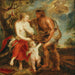 Méleagre che presenta la testa del cinghiale calydonio a Atalante - Seguace di Peter Paul Rubens — ambientato in un interno