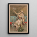 Femme assise avec éventail de paon, pipe à narguilé et oiseau blanc - Mensing Stecher — quadro incorniciato alla parete