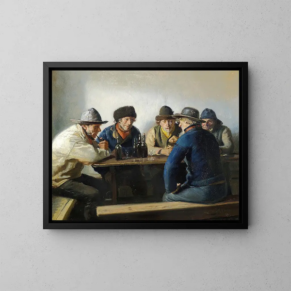 In una baita di legno - Michael Ancher — quadro incorniciato alla parete
