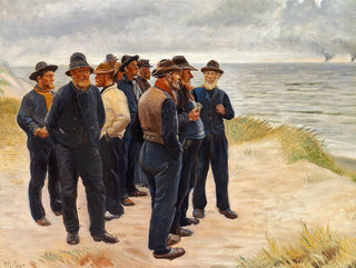 Pescatori di Skagen che guardano il mare - Michael Ancher — vista dell’opera