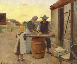 Famiglia di pescatori impegnata - Michael Ancher — vista dell’opera