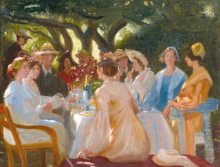 Il pranzo degli attori a Skagen - Michael Ancher — vista dell’opera