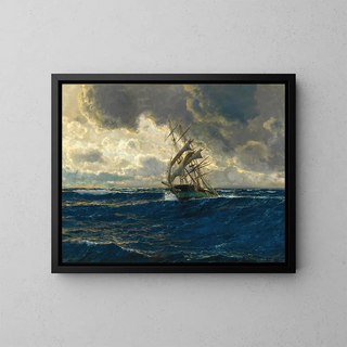 Un tre-mast in mare - Michael Zeno Diemer — quadro incorniciato alla parete