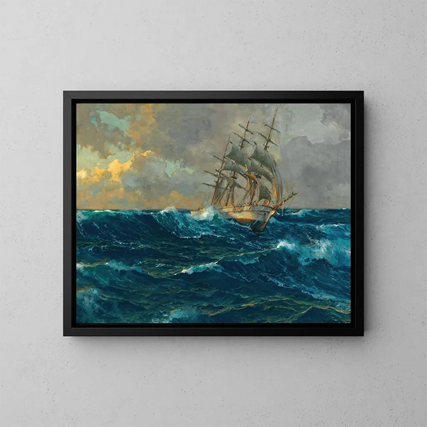 Tre-mast in mare aperto - Michael Zeno Diemer — quadro incorniciato alla parete