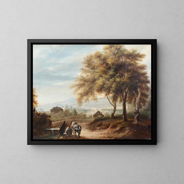 Vista di Genova dalla collina di Albaro - Michele Cesare Danielli — quadro incorniciato alla parete