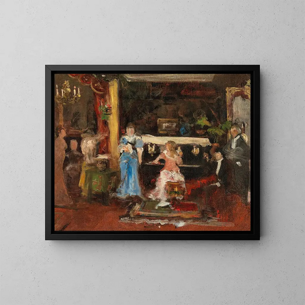 Serata musicale in un salotto privato - Mihály Munkácsy — quadro incorniciato alla parete