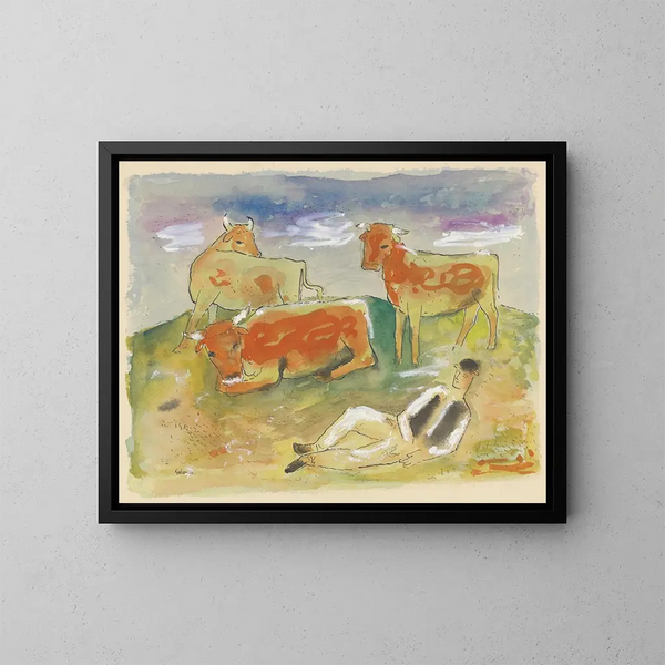 Guardiano delle mucche - Mikuláš Galanda — quadro incorniciato alla parete